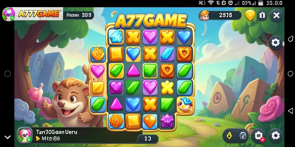 Screenshot utama A777GAME menampilkan aksi seru gameplay Match-3.