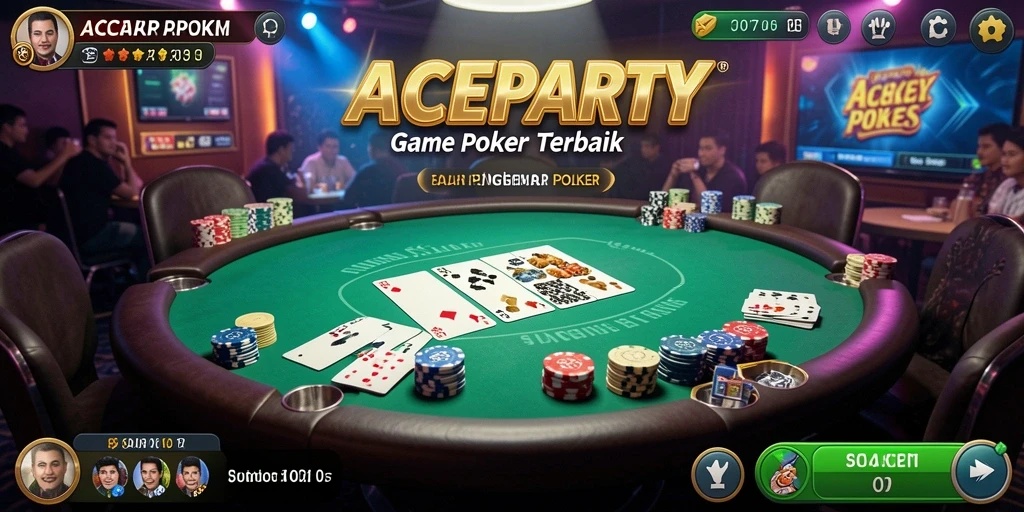 Screenshot ACEPARTY menampilkan aksi seru permainan poker yang mendebarkan.