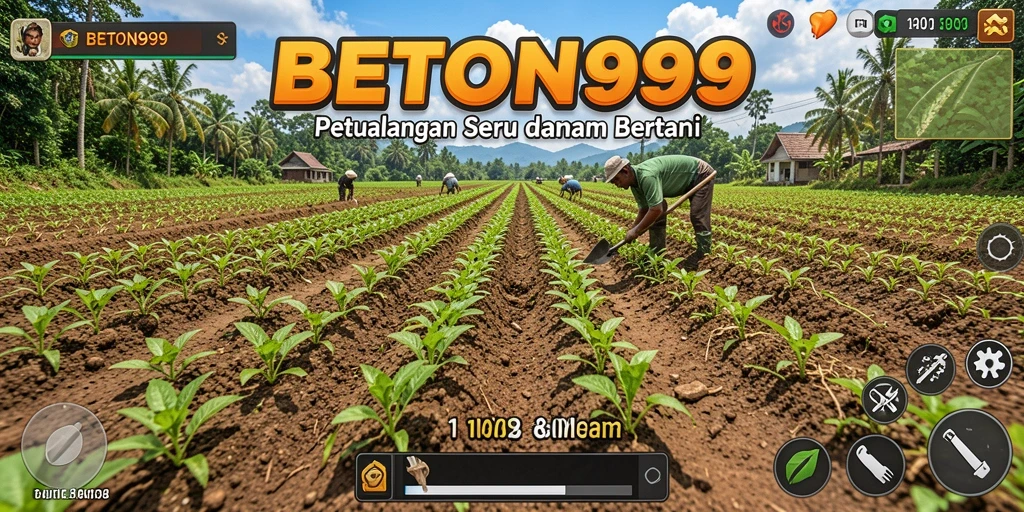Tampilan gameplay seru di BETON999 dengan aktivitas bertani.