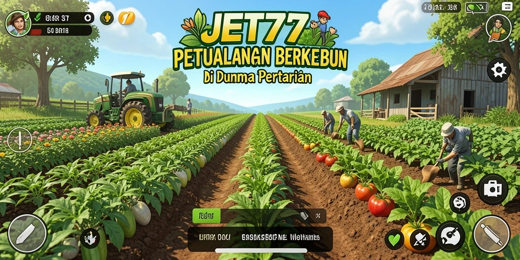 Tampilan menarik dari gameplay JET77 yang menampilkan lahan pertanian.