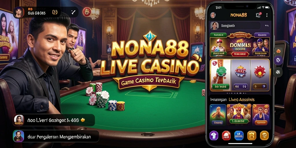 Tampilan gameplay NONA88 yang menampilkan dealer langsung di Live Casino.