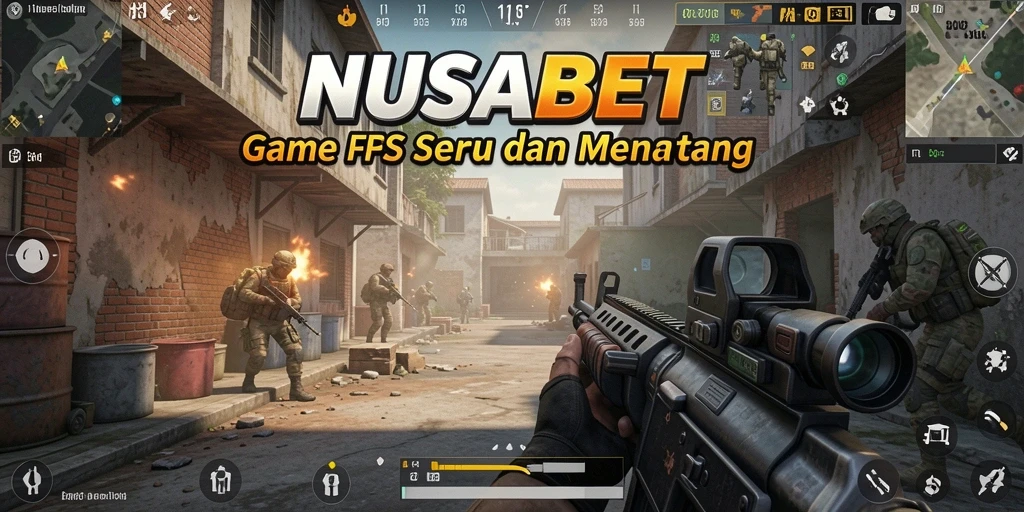 Tangkapan layar NUSABET yang menampilkan aksi tembak-menembak intens.