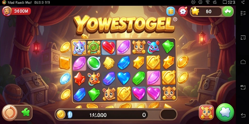 Screenshot gameplay YOWESTOGEL menampilkan keseruan permainan Match-3.