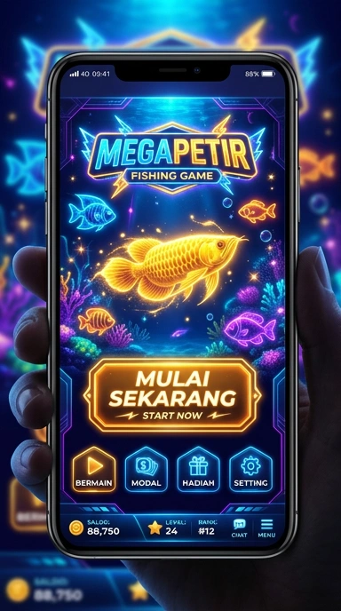 Tampilan beranda aplikasi megapetir yang bersih dan intuitif.
